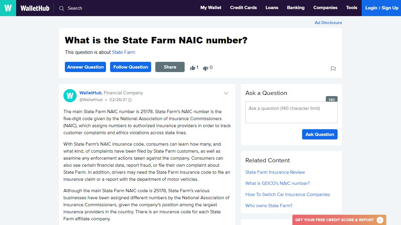 What Is the State Farm NAIC Number? - WalletHub